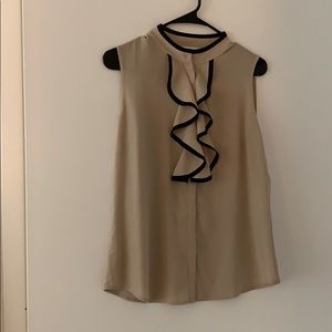 Calvin Klein tan blouse with black trim